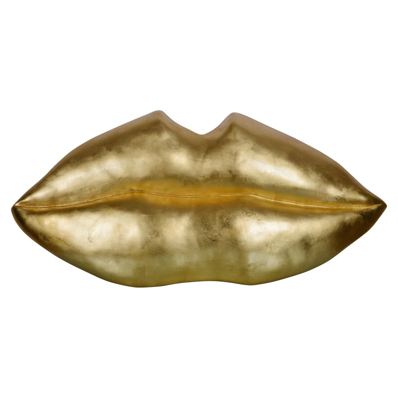 Signature Home Collection Gold Leaf Finished Unframed Kiss Lips Wall Decor 23" x 49"
